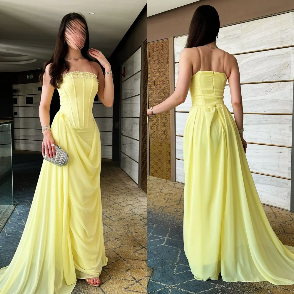 

Customized Chiffon Rhinestone Draped Long Dresses Bespoke Occasion Women's Evening Elegant Party Wedding High Quality Glitter