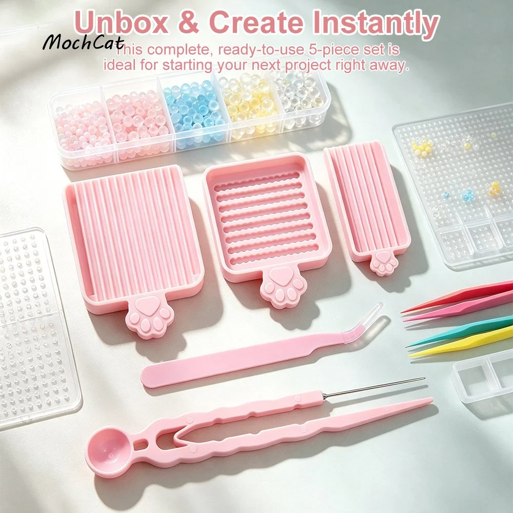 5Pcs Efficient Padding Fuse Beads Tools Set Handheld Tray Single Needle Tweezer Beads Sorting Tools Bean Shovel Creative