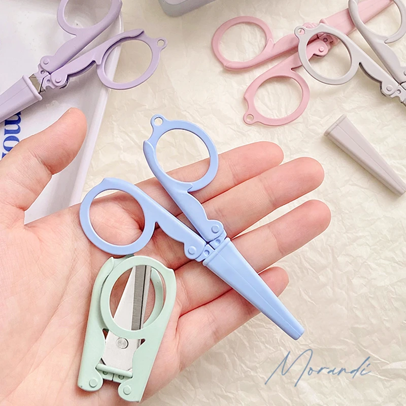 

Mini Morandi Color Folding Scissors Travel Portable Design Stainless Steel Cutter for Paper Work School A7126