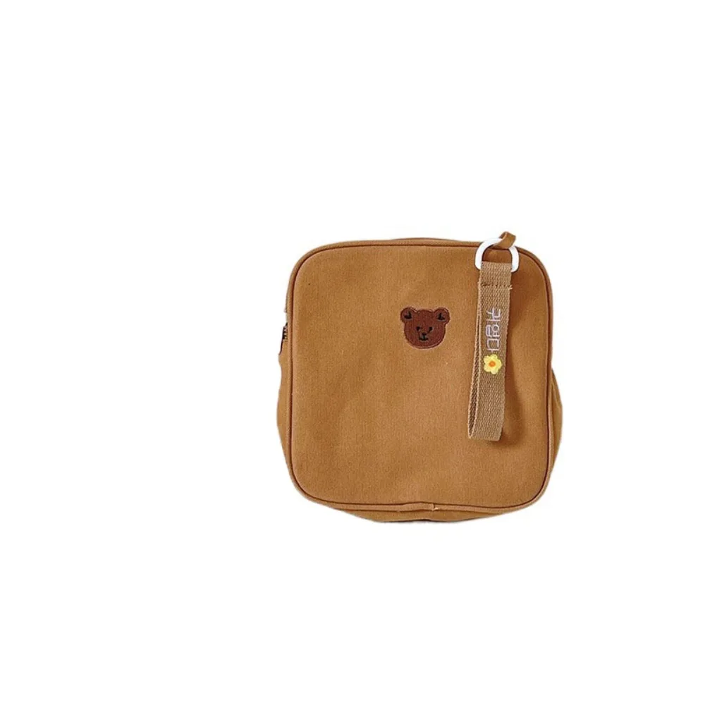 

Уникальный рюкзак с рисунком медведя, холст, квадратная детская школьная сумка, маленькая милая сумка на плечо в корейском стиле, детская упаковка