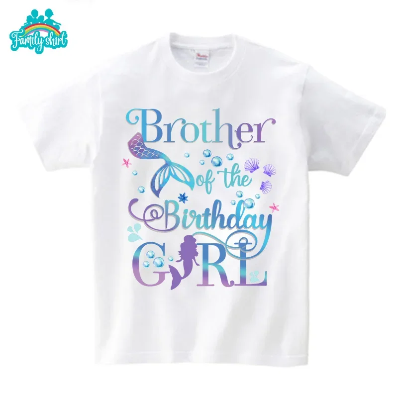 Birthday Shirt Birthday Shirt for Family Girls T Shirt Mermaid DAD BROTHER Boys Clothing Children Clothes Matching MOMMY Sister