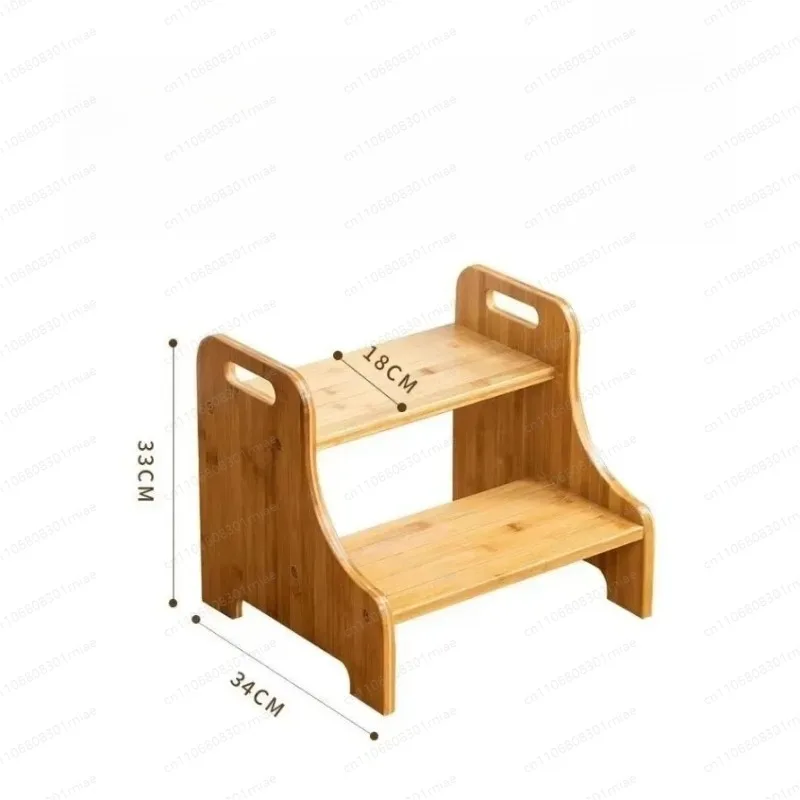 Solid Wood 2-Step Footstool Sturdy Stair Steps for Kitchen Ladder Up To Washer Compact Folding Design Ideal for Home Use