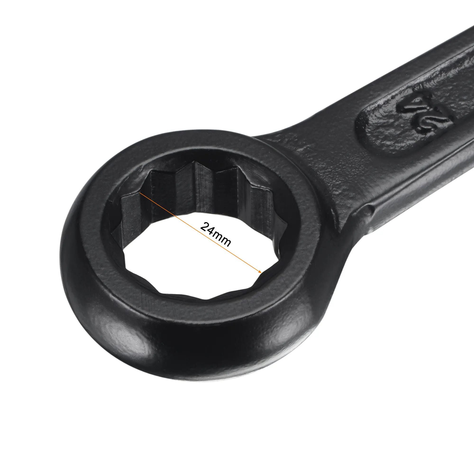 24mm Box End Striking Ring Wrench, High Tensile Steel Single Head Spanner Hand Tool