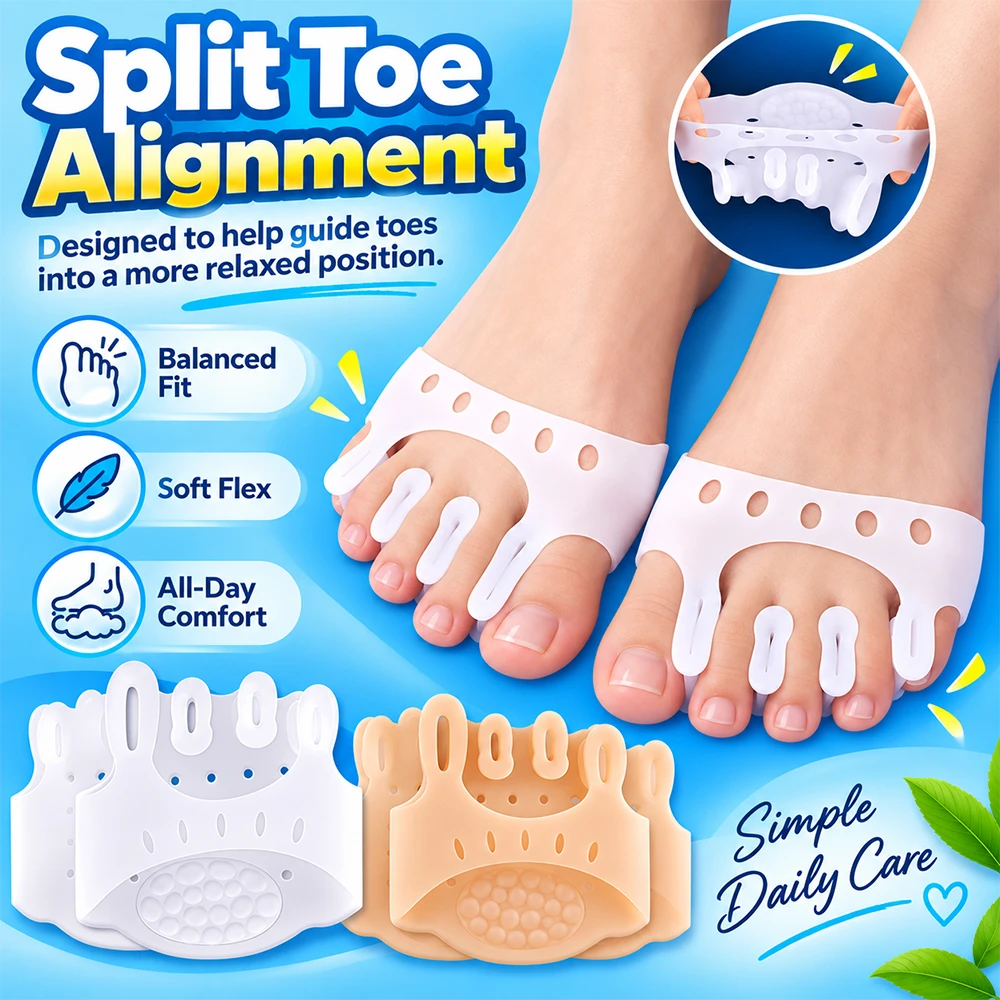 1-4 Pairs Forefoot Pads Gel Silicone Bunion Corrector Toe Separators Orthopedic Braces Hallux Valgus Spacers WINRUOCEN