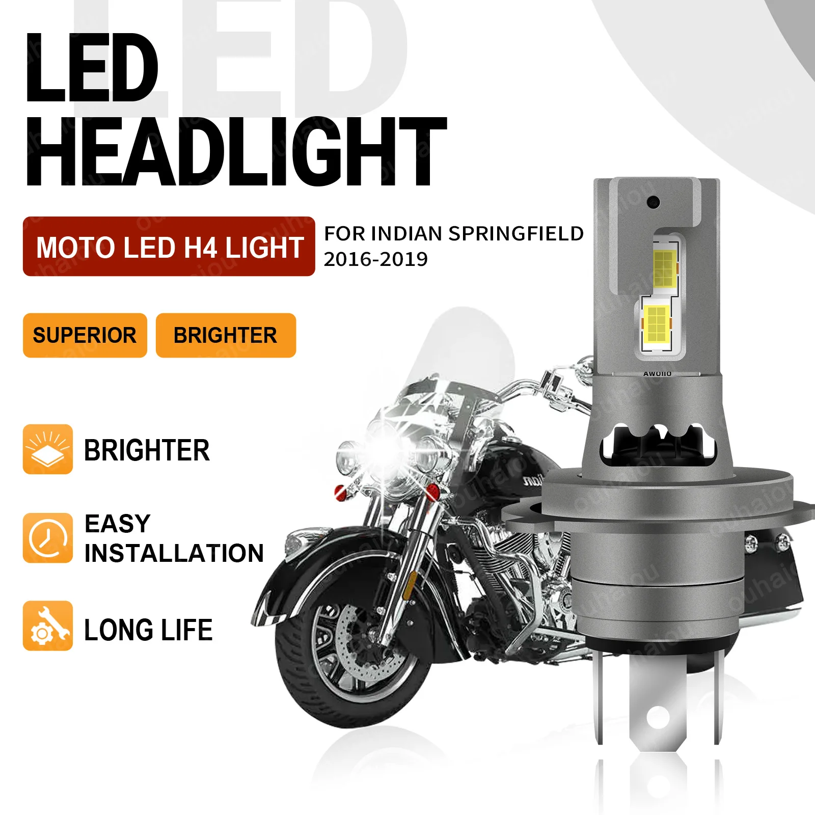 

1 шт. H4 светодиодная мотоциклетная фара CSP 3570 Hi Lo Beam для мотоцикла Canbus для Indian Springfield 2016 2017 2018 2019