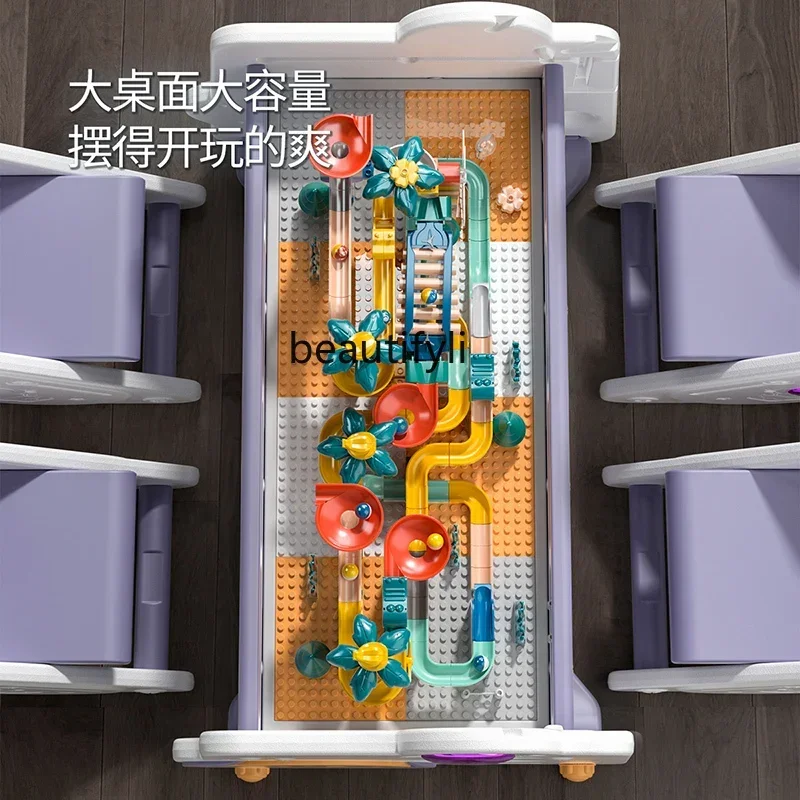 

Large size multi-functional building block table children's drawing board table boys and girls building block toys