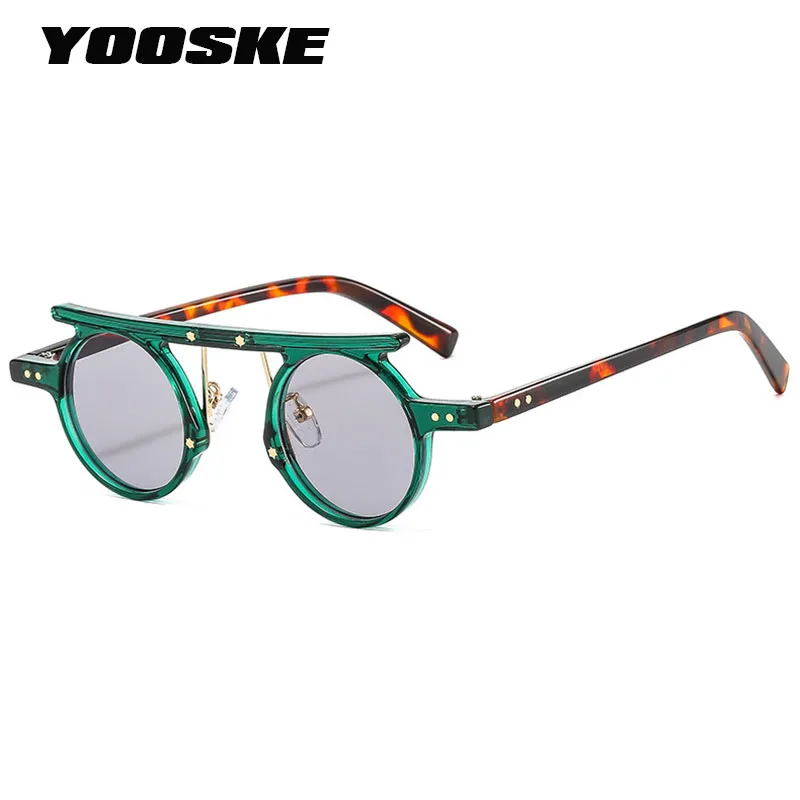 YOOSKE Small Round Steampunk Sunglasses Men Women Hip-hop Vintage Punk Sun Glasses Female Male Brand Designer Sunglasses