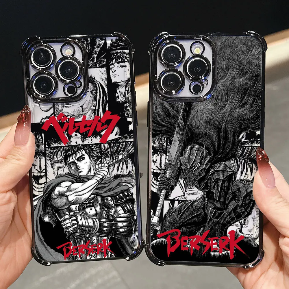 

New Berserk Guts Plating Phone Case For Xiaomi 15 14 13 Poco F4 F5 X7 X6 X5 X3 Pro Ultra 4G 5G Anti Fall Airbag Back Cover