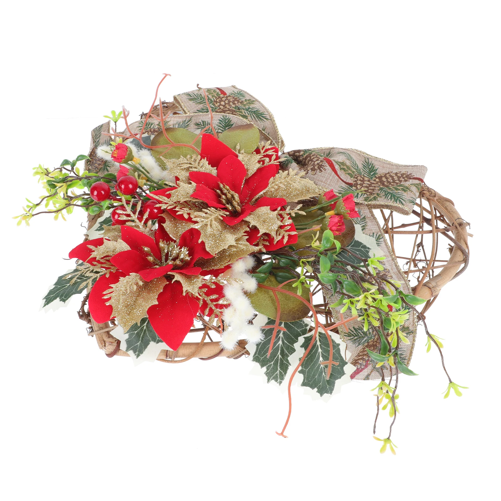 

Christmas Decorations Outdoor Heart-shaped Wreath Pendant Festival Tree Xmas Colorful Artificial Plant Hanging