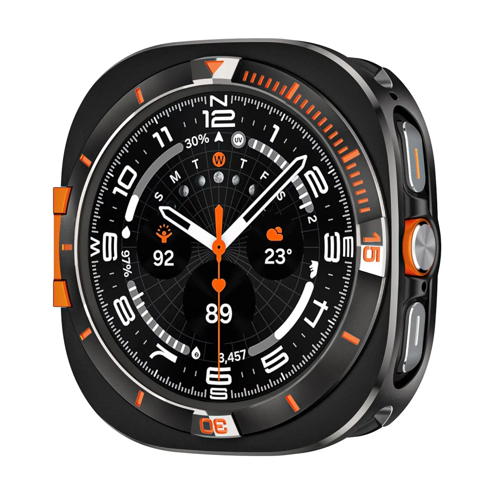 For Samsung Galaxy Watch Ultra 47mm / Ultra 2025 Alpine Style PC Integrated Metal Watch Protective Case(Black Orange Oil)