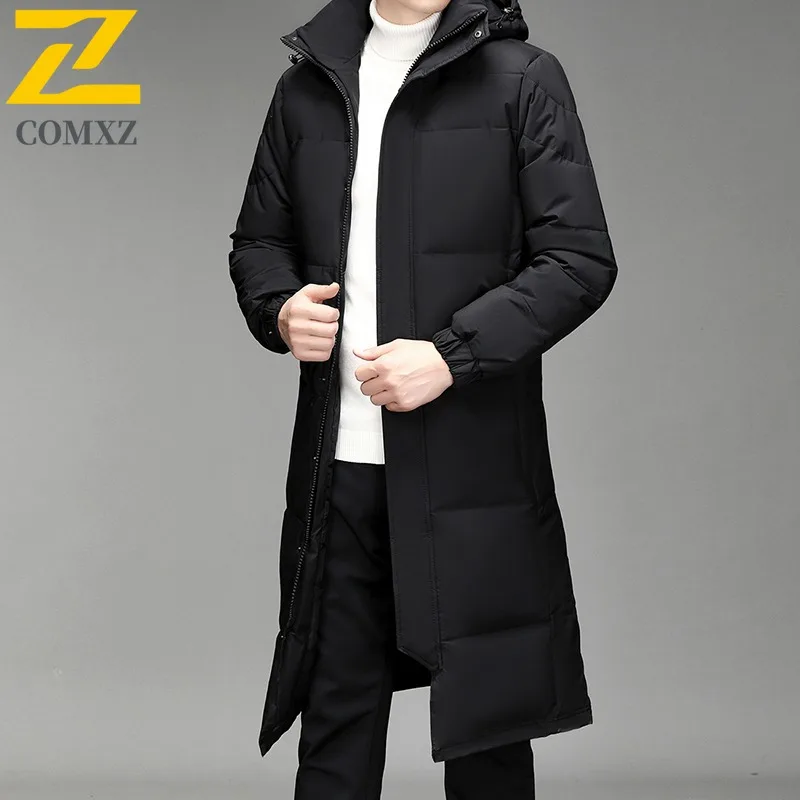 

Maxbarley New Goose Down Jacket Men Winter High Quality Windproof Warm Long Down Jacket Korean Fashion Solid Color Puffer Coat