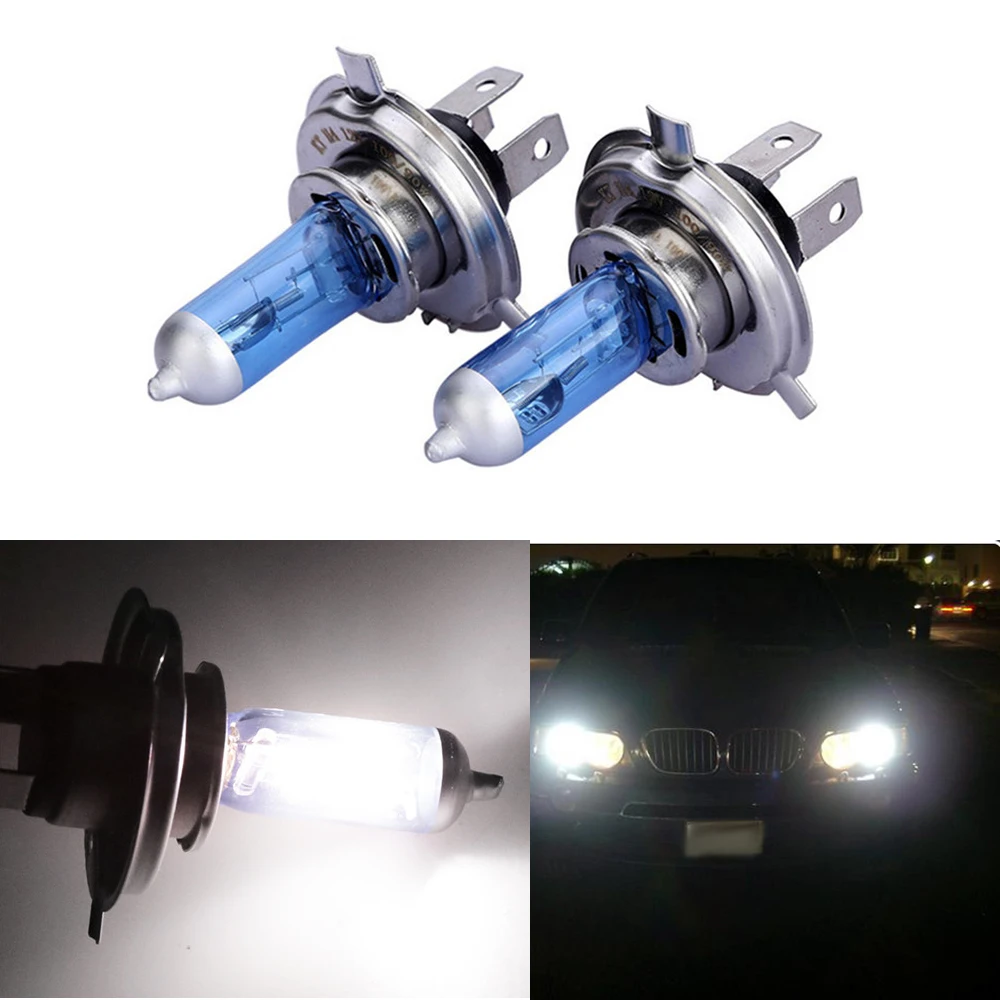 

2pcs H4 100W Halogen Bulb 12V Super Bright White Fog Lights High Power Car Headlights Lamp Light Source parking Car Accessories