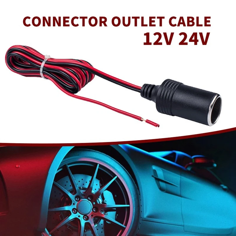 1pcs 12V 24V Cigarette Lighter with 30cm Cable Wire Cord Power Supply Socket 15A Male Plug Adapter Auto Connector Outlet Charger