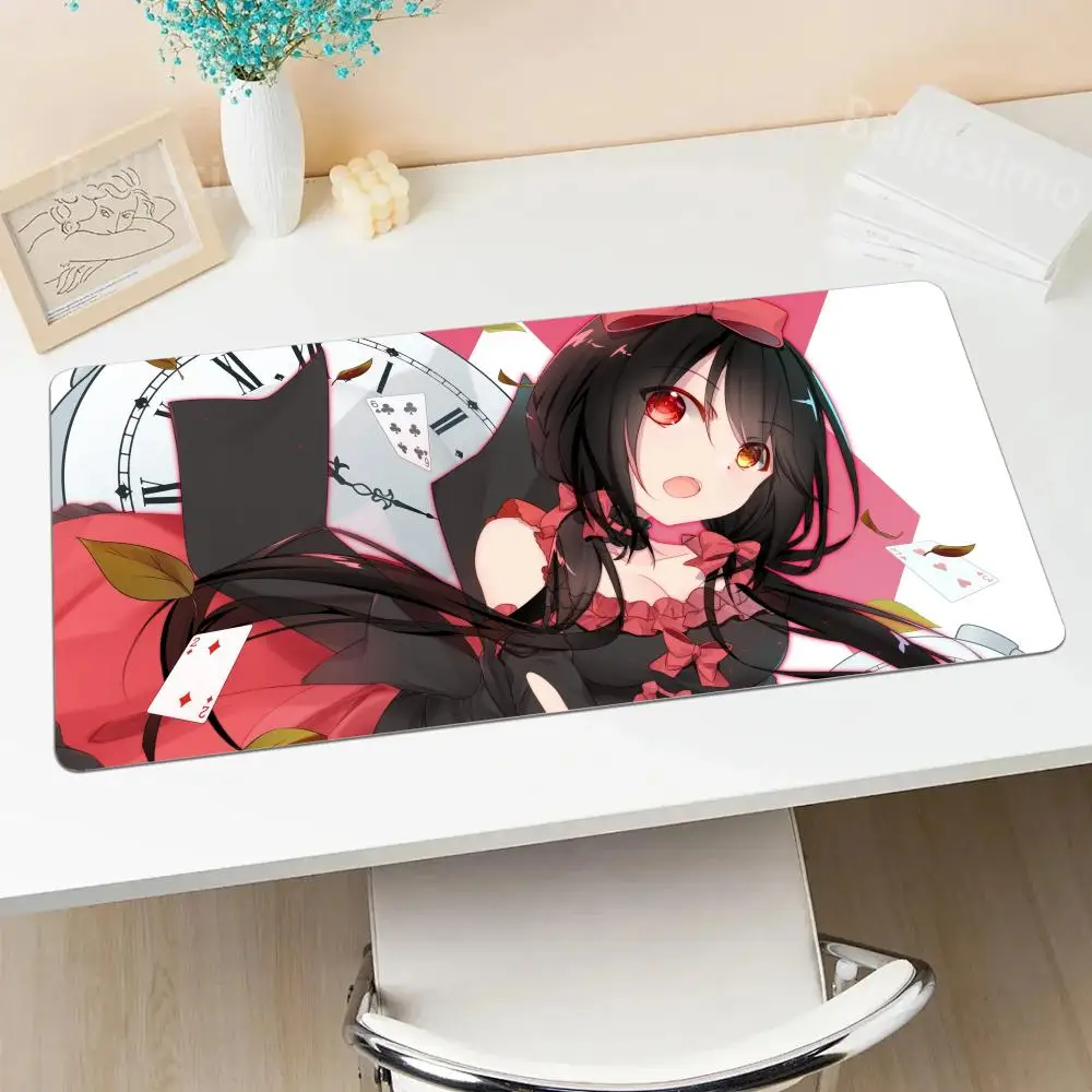 

D_date A L_live Mouse Pad Anime Tokisaki Kurumi Kawaii Cute Edge Lock Rubber Deskmat E-sports Keyboard Accessories 4mm Thicking