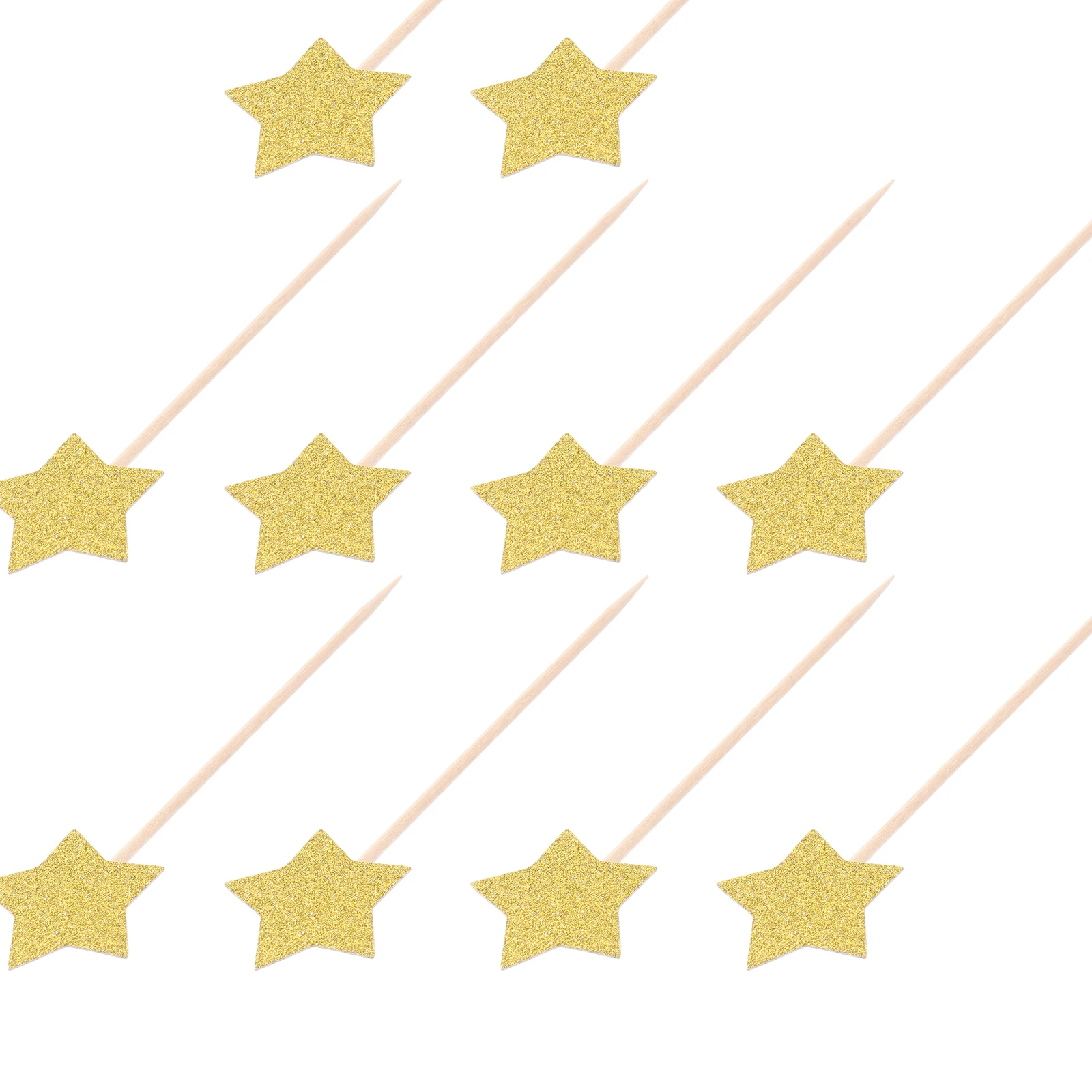

Cake Picks for Baking Decoration Thick Cardstock Unique Star Design Wedding Birthday Party Supplies Golden Toppers Cupcake