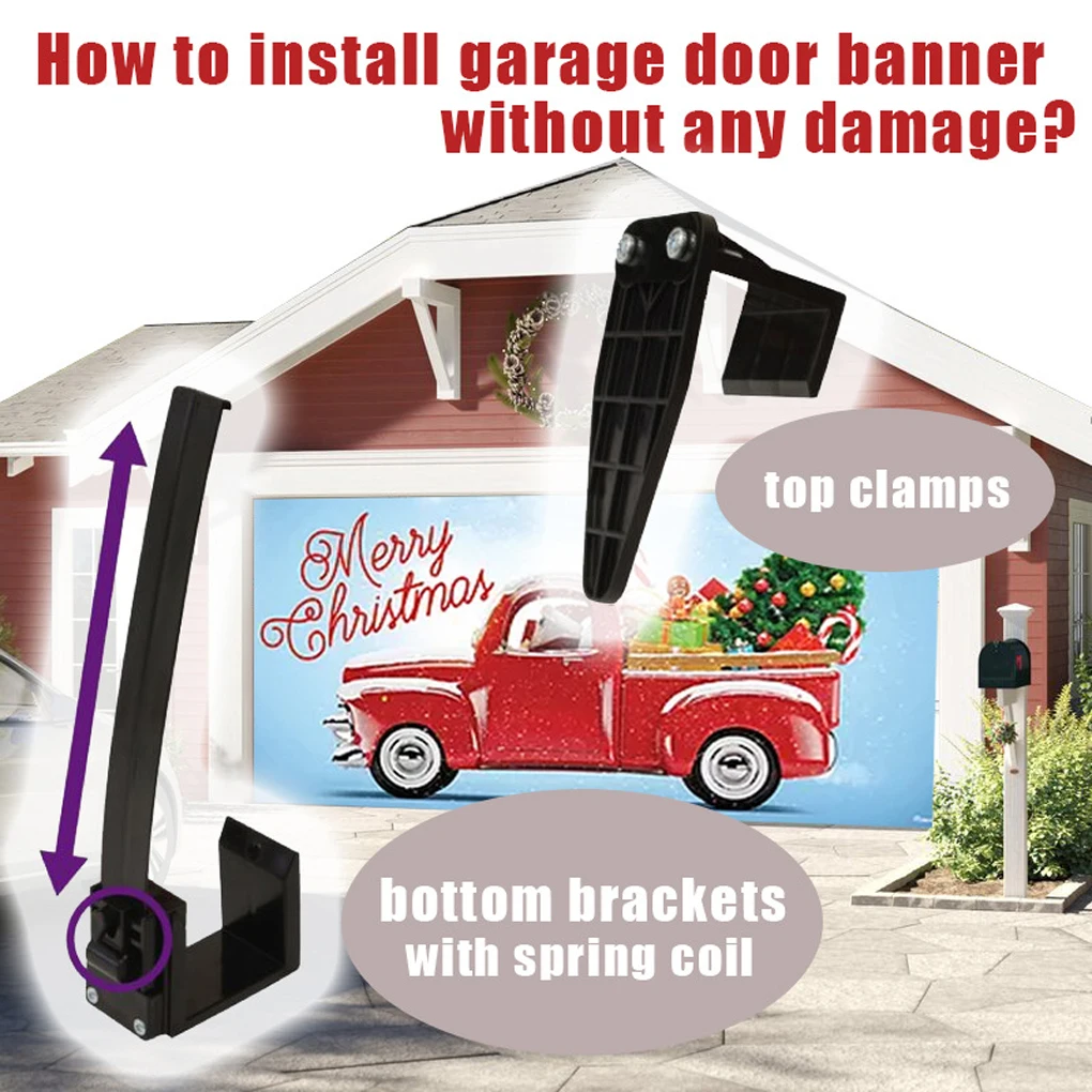 Decorações de natal ao ar livre porta da garagem banner grampos kit pendurado ganchos capa do feriado mural 6 pçs