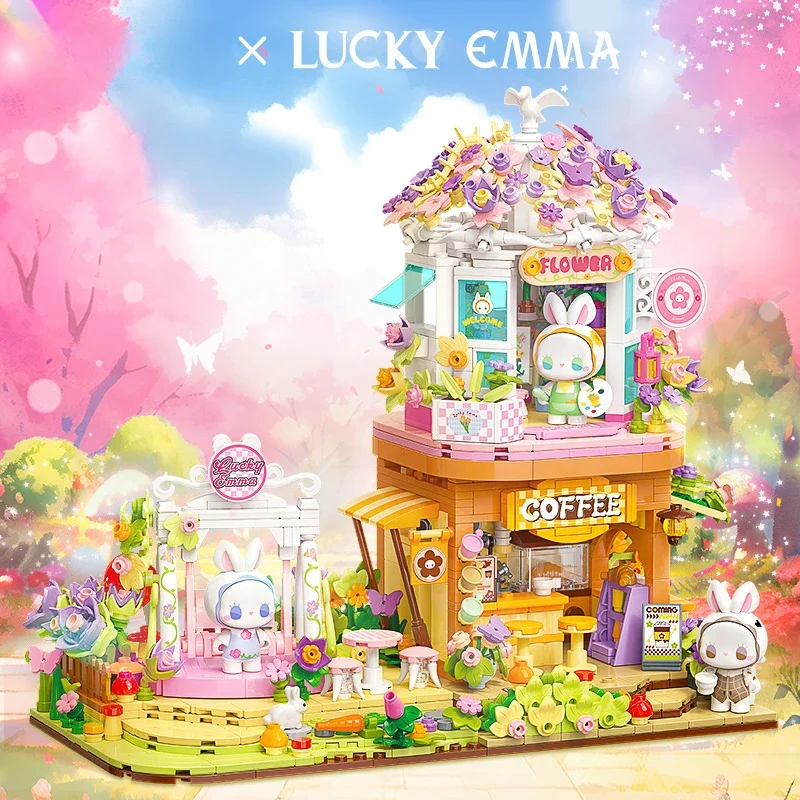 EMMA Secret Manor Building Blocks Series Street View Cafe Swing Puzzle Assembling Toy Model Ornaments Collection Gift