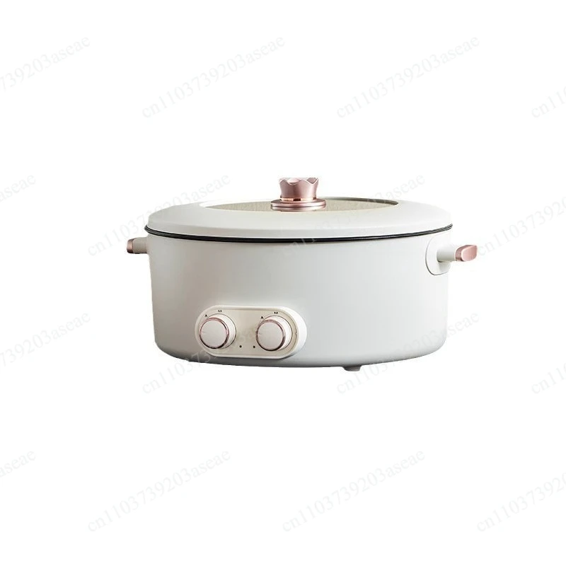 Electric pot four-grid multi-functional household 6-liter capacity integrated hot pot electric off-white cooking pot