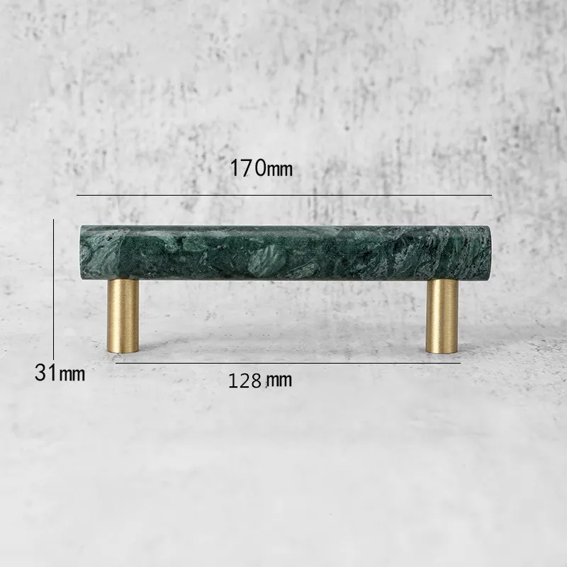Kitchen Cupboard Door Pulls Furniture Handle Dresser knob Hardware Natural Marble + brass T Bar Cabinet handle and Knobs