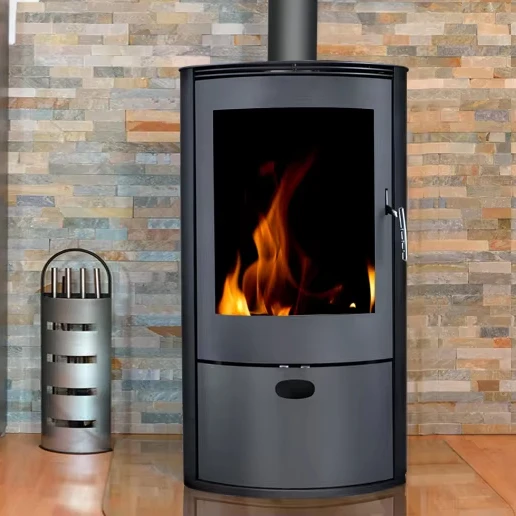8kw Free-standing Cylindrical Wood-burning Fireplace Living Room Heating-Equipment Real Flame Effect