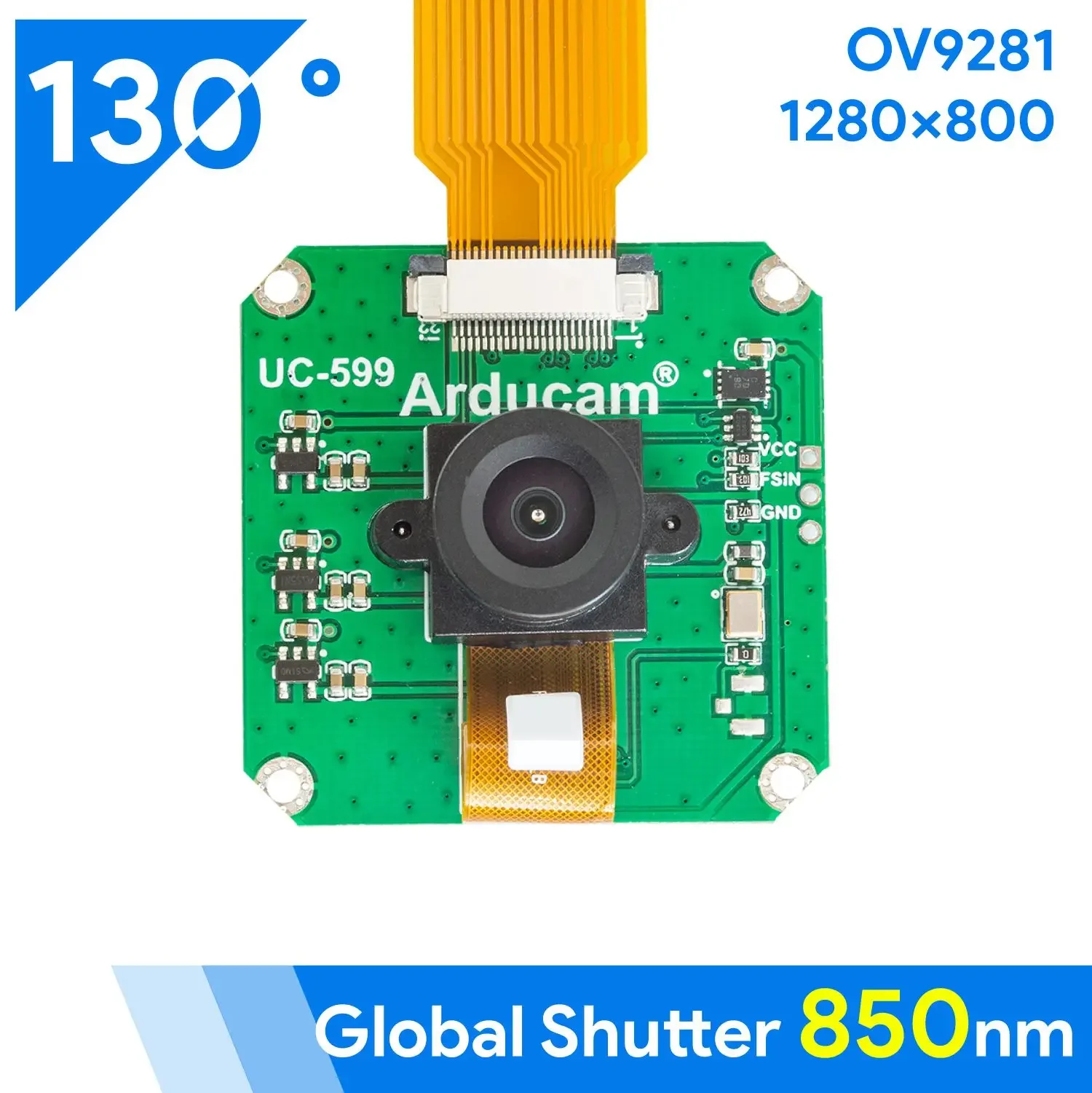 Arducam OV9281 1MP Mono Global Shutter Camera Module with 130deg 850nm Only M12 Mount for Raspberry Pi