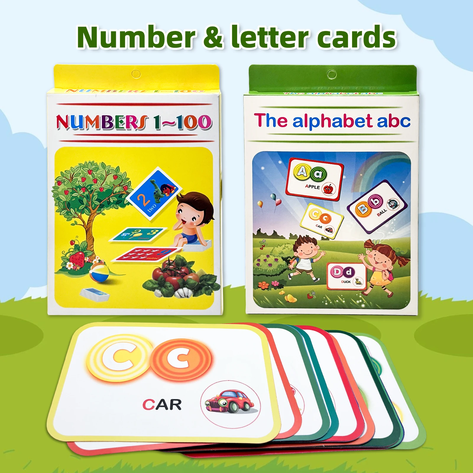 English Children's Learning Cards: Letters, Numbers, Words, Early Education, Ages 3-5, Cognitive Development