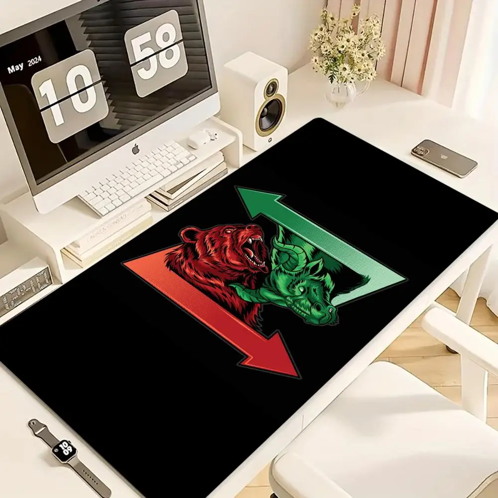 Stock Bull Market Bear Market Mouse Pad Computer Accessories Office Game Table Mats Anti-slip Gaming Keyboard Mousepad Desk Pads