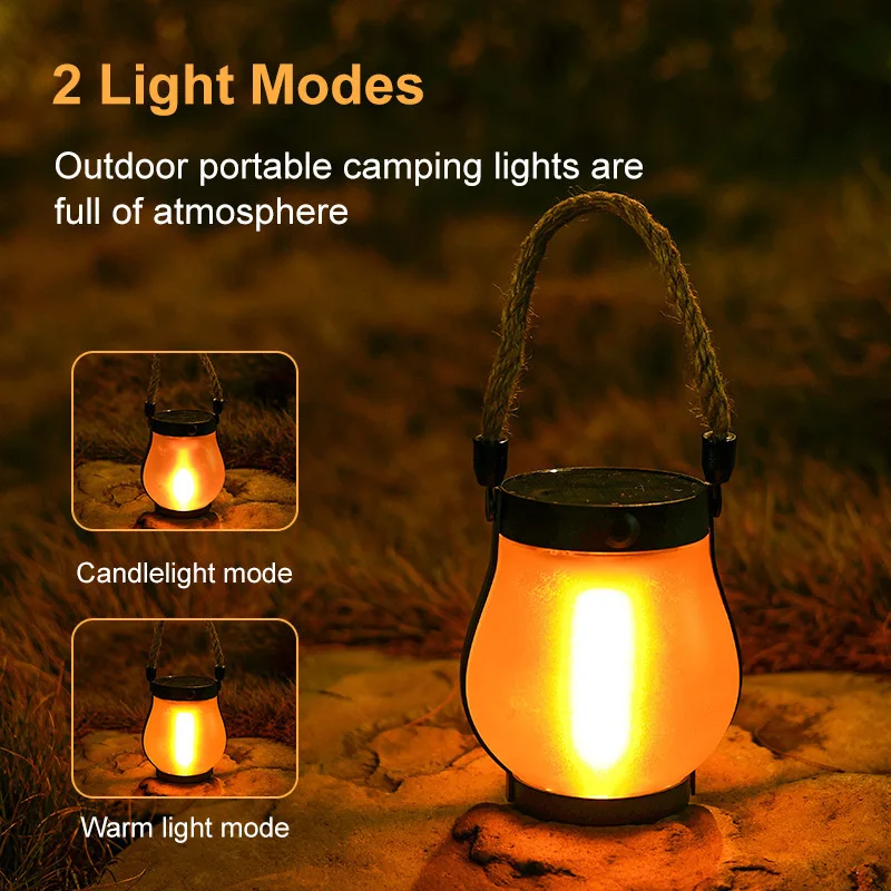 Solar Lantern Outdoor Waterproof Flickering Flame Decorative Hanging Garden Light Retro Landscape Path Lamp for Patio Yard Gift