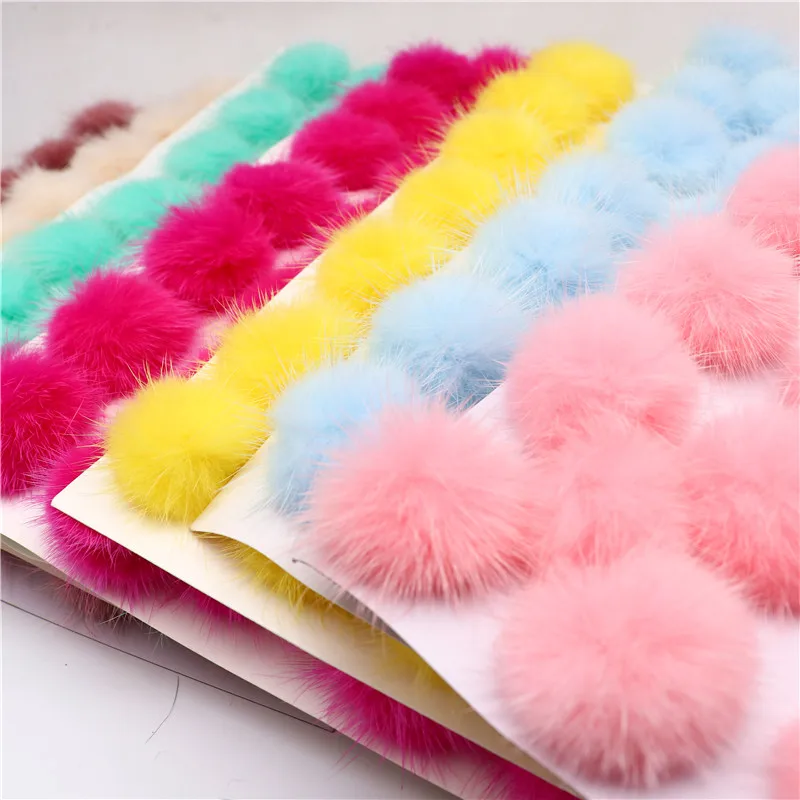 Real Fur Pompom 3cm Mink Pom Poms Hat Decor Fur Balls Pompom Kids Key Chain Trim DIY Jewelry Crafts Accessories