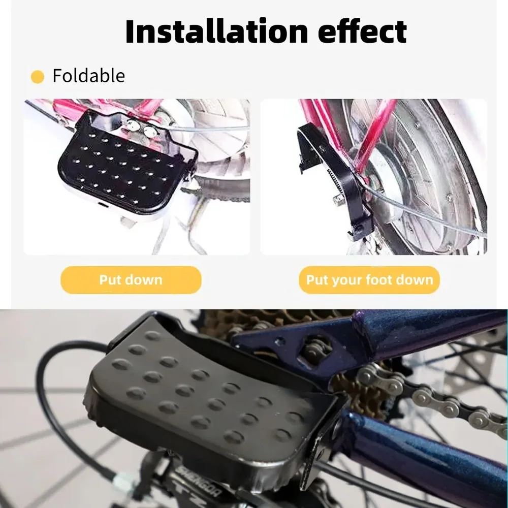 Universal Mountain Bike Electric Bike Folding Footrest with Elastic Spring, Oversized Design,  Rust-Resistant Paint Finish image 5