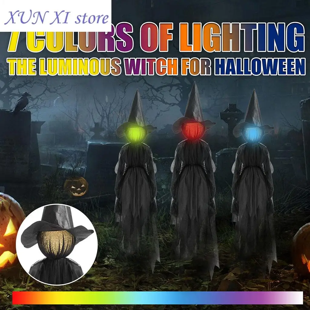 New Halloween Decorations Outdoor Large Light Up Holding Hands Screaming Witches P15F