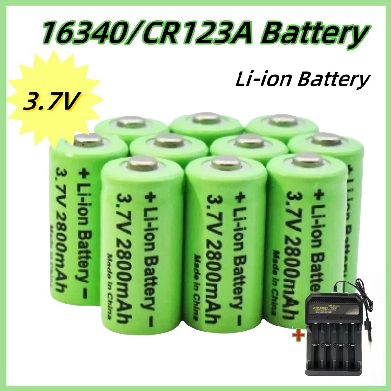 

Hot 10PCS 2800mAh Rechargeable 3.7V Li-ion 16340 Batteries CR123A Battery for LED Flashlight Travel USB Charger 16340 CR123A