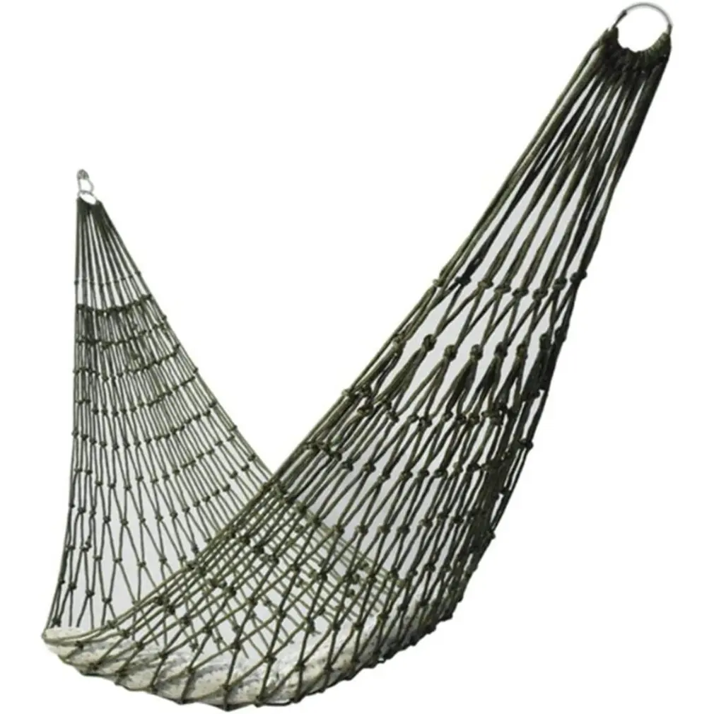 Single Mesh Hammock Nylon Rope Portable Outdoor Camping Hammock For Beach Yard Travel Garden Swing Hanging Bed Green