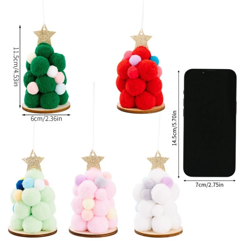 Soft Pom-pom Star Pendants in Gentle Macaron Hues Atmospheric Hanging Ornaments for Xmas Tree Decor Drops for Festive Furnishing
