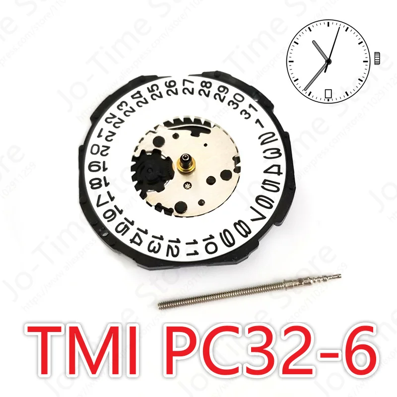 TMI PC32A-6 Quartz Movement Japan Standard 3 Hands Date Display for Watch Repair PC32 Movement