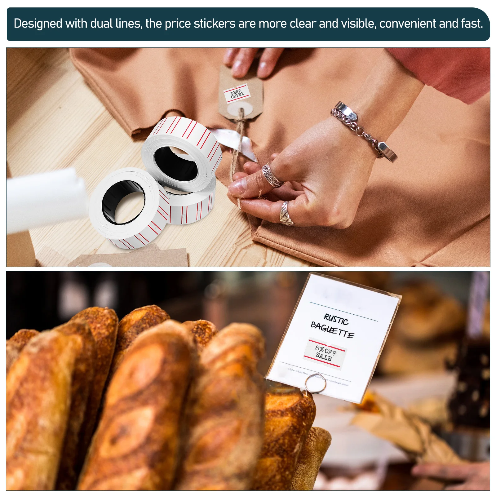 

10 Rolls Self Adhesive Price Label Paper for Retail Store Easy to Use Long Lasting Price Stickers Pricing Stickers