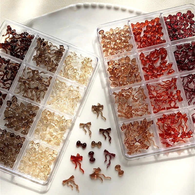 ميلارد براون النبيذ الأحمر Bowknot ربطة القوس فيونكة الشريط الراين القلب فراشة مسمار الفن اكسسوارات عيد الميلاد الثلج زينة