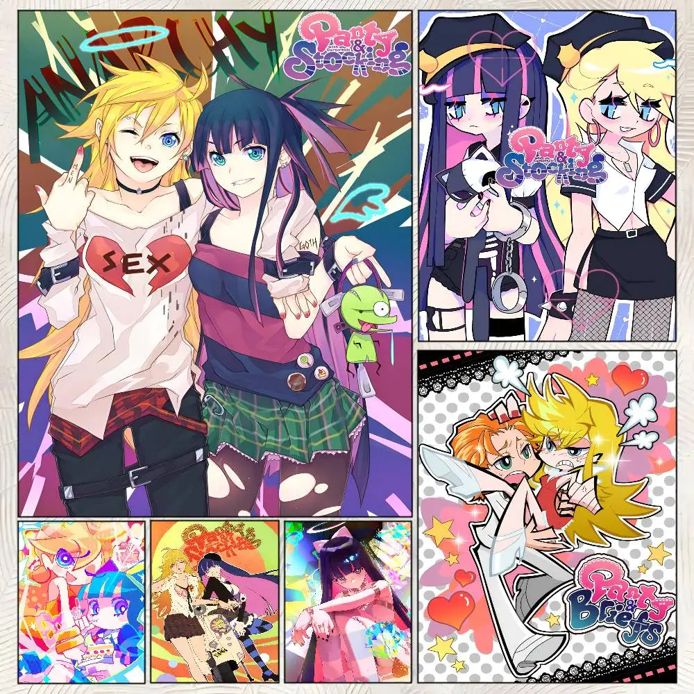 Anime Panty And Stocking With Garterbelt Poster Self-adhesive Art Room Entrance Restaurant Wall Decor Art Painting