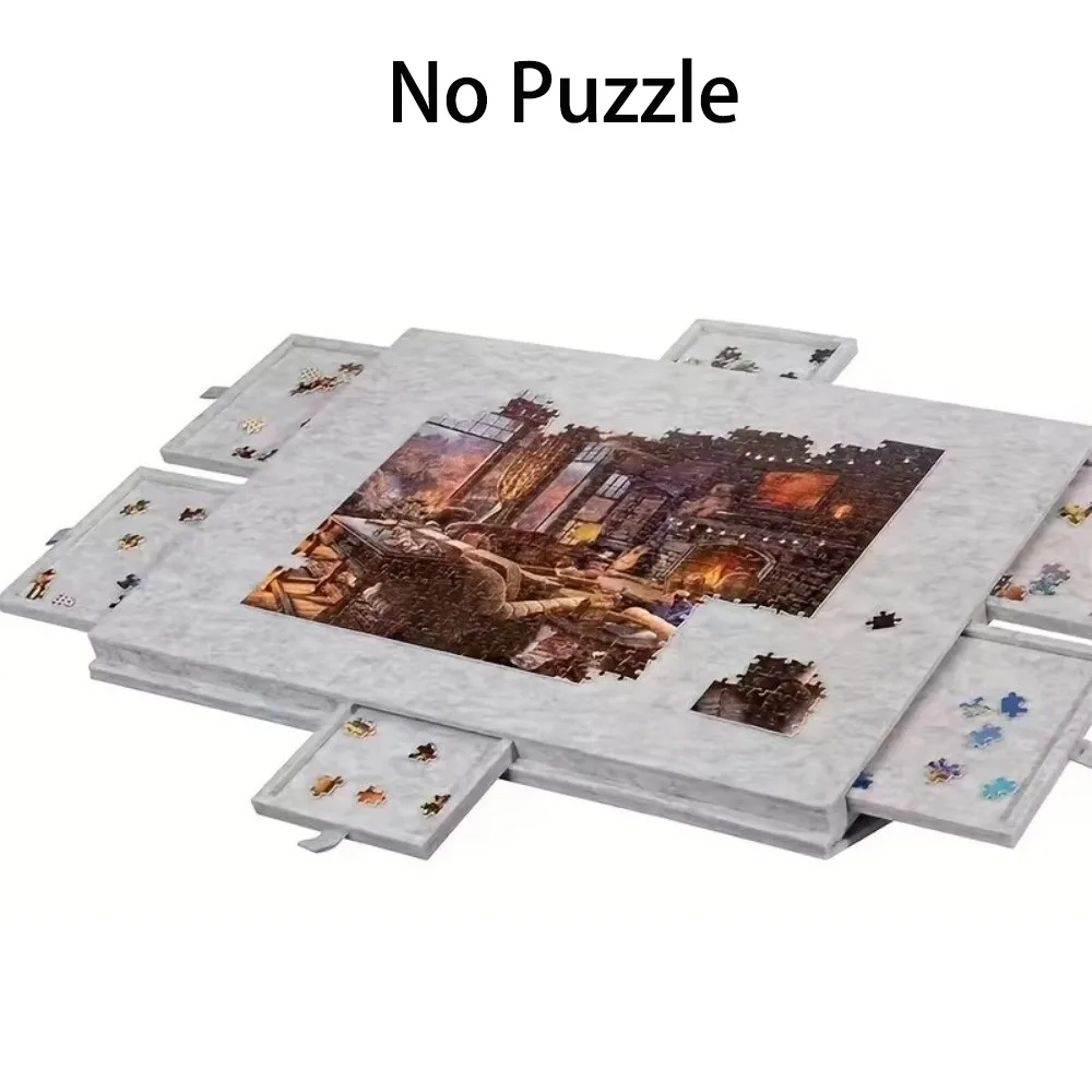 

6-Drawer Portable Puzzle Desk Decor - Artistic Polyester Fiber Organizer, Decorative Puzzle Storage for Home, Desktop Art