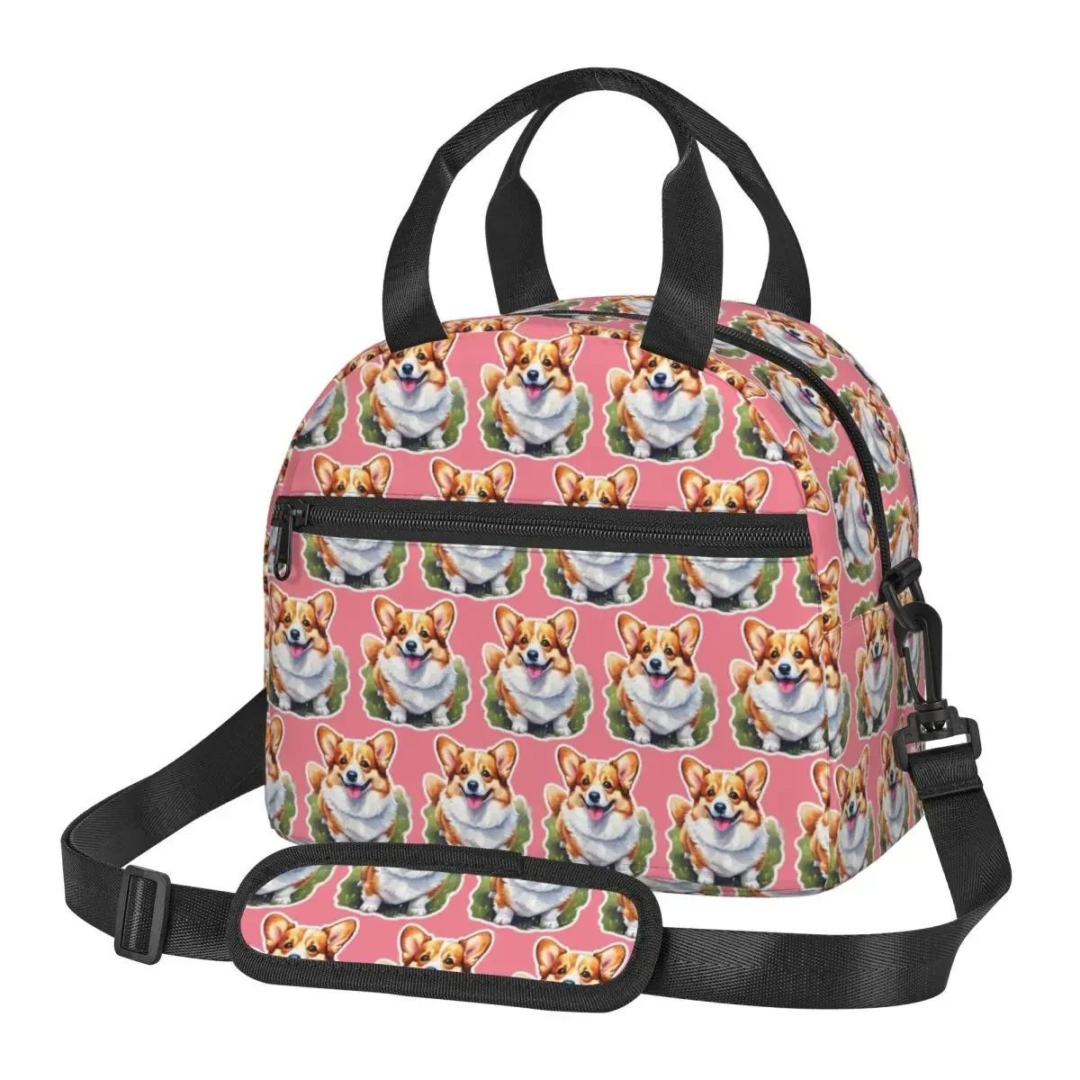 Corgi Watercolor Insulated Lunch Bag for Women Children Portable Food Boxes Thermal Lunch Box Tote