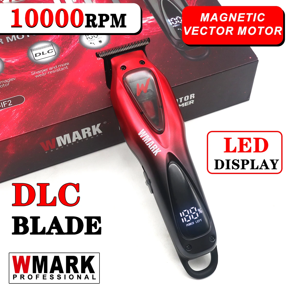 

WMARK NGIF2 Триммер для мужчин DLC Blade 10000 об/мин Магнитный векторный двигатель Цельнометаллический ЖК-дисплей Профессиональный триммер для волос Финишная машина