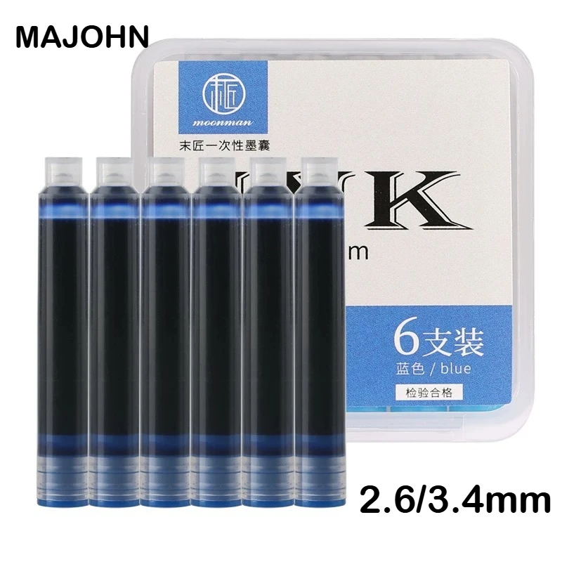

120/6 PCS Majohn 2.6/3.4mm Ink Sac Black 37mm Fountain Pen Ink Cartridges Stationery Office School Supplies for JINHAO Hongdian