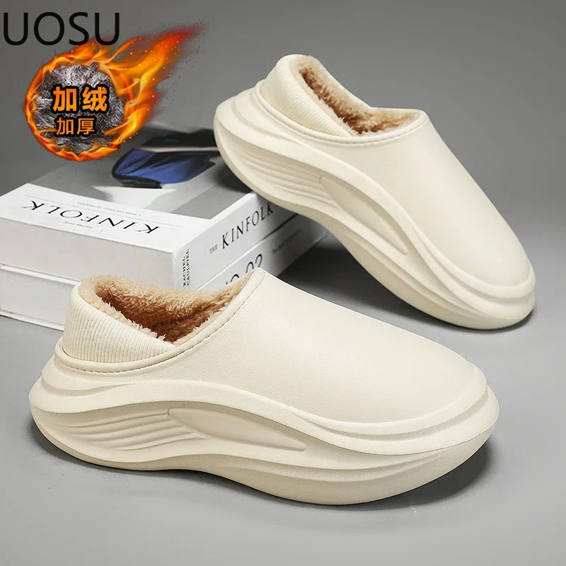 Eva Slippers Slipper for Men Slip-on Trendy All-match Hard-wearing UOSU Warm Plush Winter Shoes for Home Man Hot Sale New Style