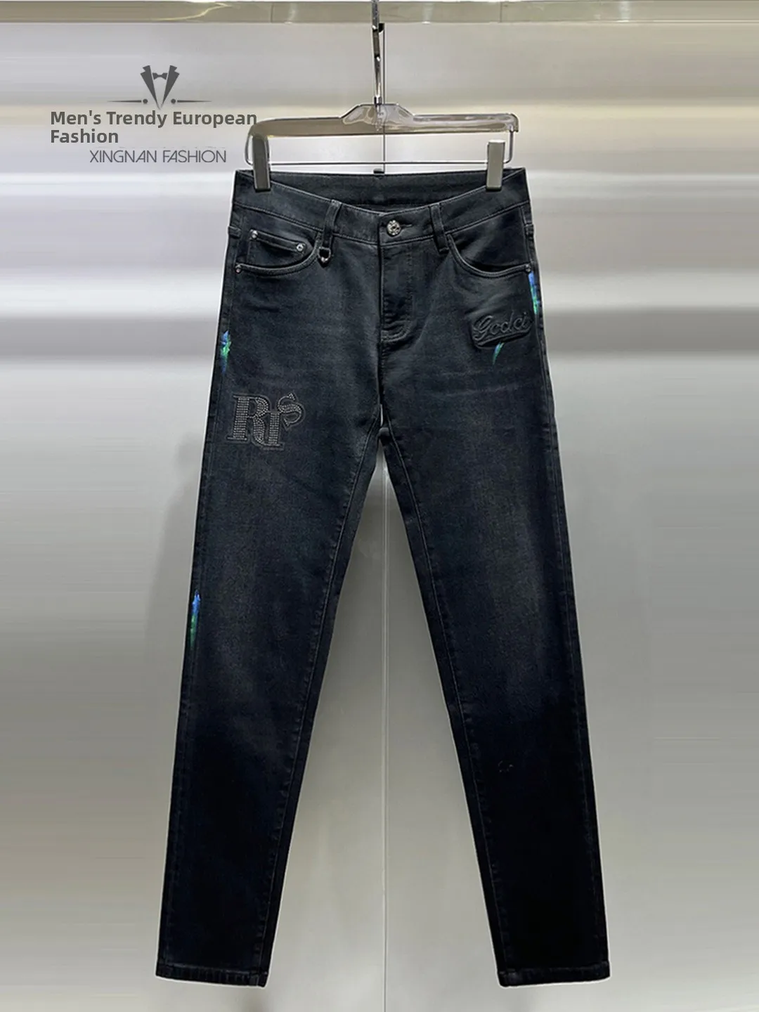 

Мужские джинсы Fce Lined Slim Fit с надписями, модные, универсальные, зимние, городские, элегантные, с высокой эластичностью, комфортные.