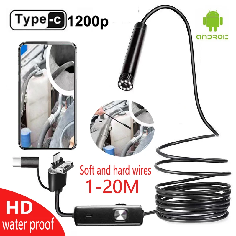 

Type C Endoscope Camera 1200P 1M 2M 5M Soft cable USB Borescope Borescope Inspection Camera for Android Smartphone