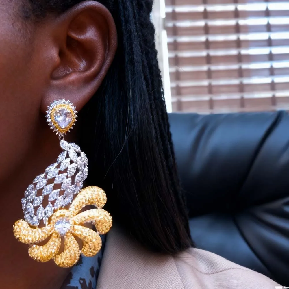 

Missvikki Fashion Oversize 7*4CM Luxury Earrings For Women Big Geometric High Quality Statement Tassel Bridal Wedding Party Show