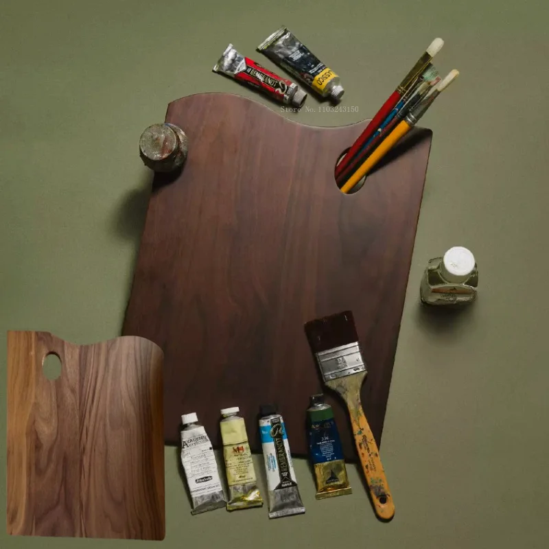 Wooden Color Palette Student Artistic Creation Painting  Doodle Oil Painting Watercolor Paints Coloring Outdoor Portable Palette