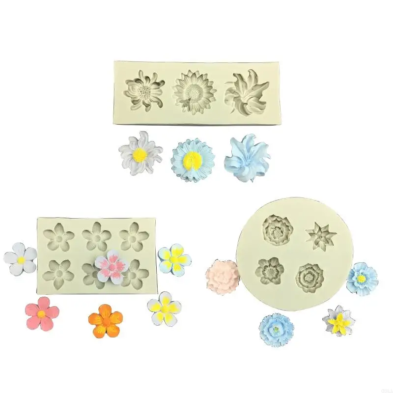 

Q0KA 3D Flower Shaped Silicones Molds for Candle Soap Making Epoxy Resins Project Fondant Silicones Molds for Chocolate Cake