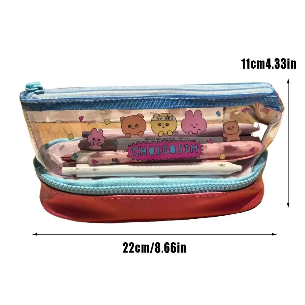 Multi-function Gosimperson Pen Bag Double-Layer Transparent Pencil Case Large Capacity Stationery Bag Student