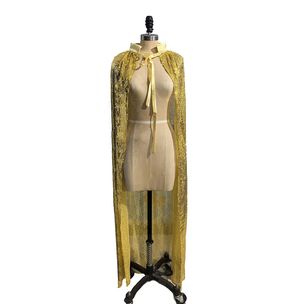 

Плащ с золотыми пайетками на Хэллоуин и поясом, небольшой воротник, наградная церемония, сценический наряд, женский модный традиционный китайский костюм
